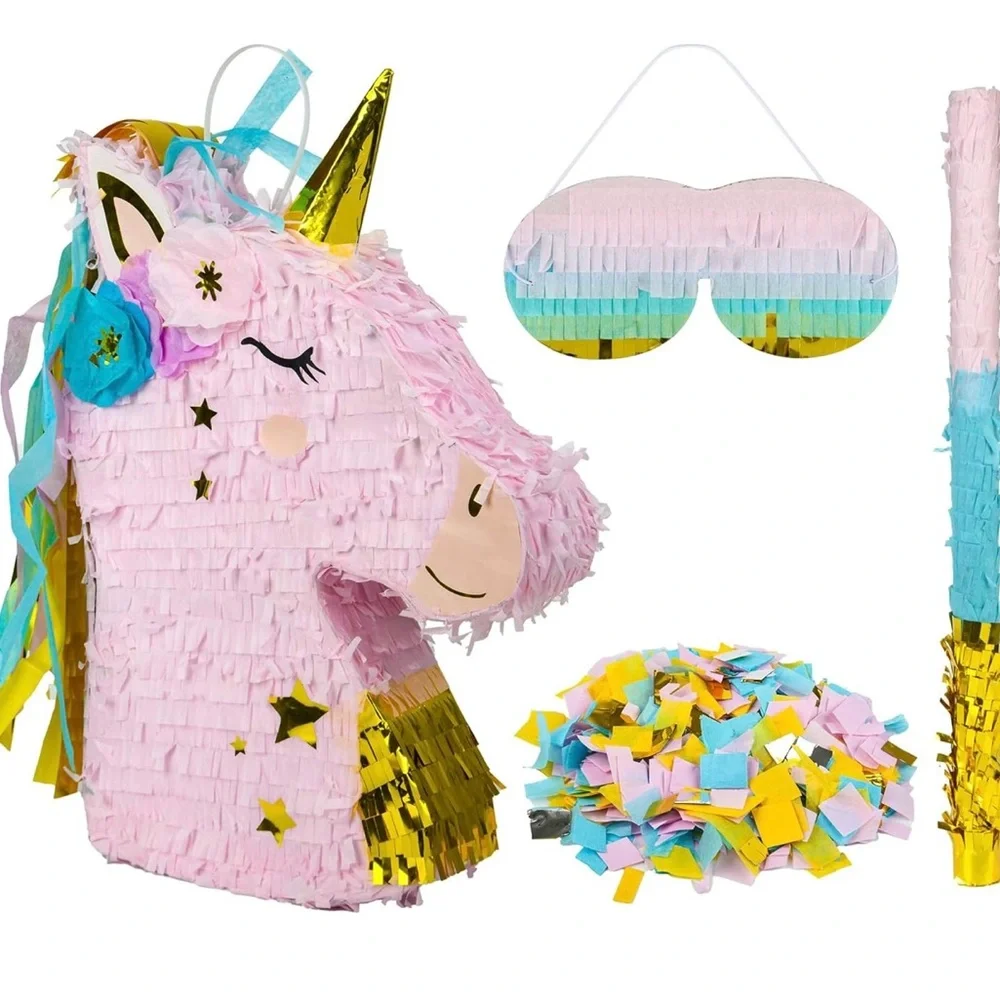 Unicorn Piñata Set with Pink and Gold‎ Accents